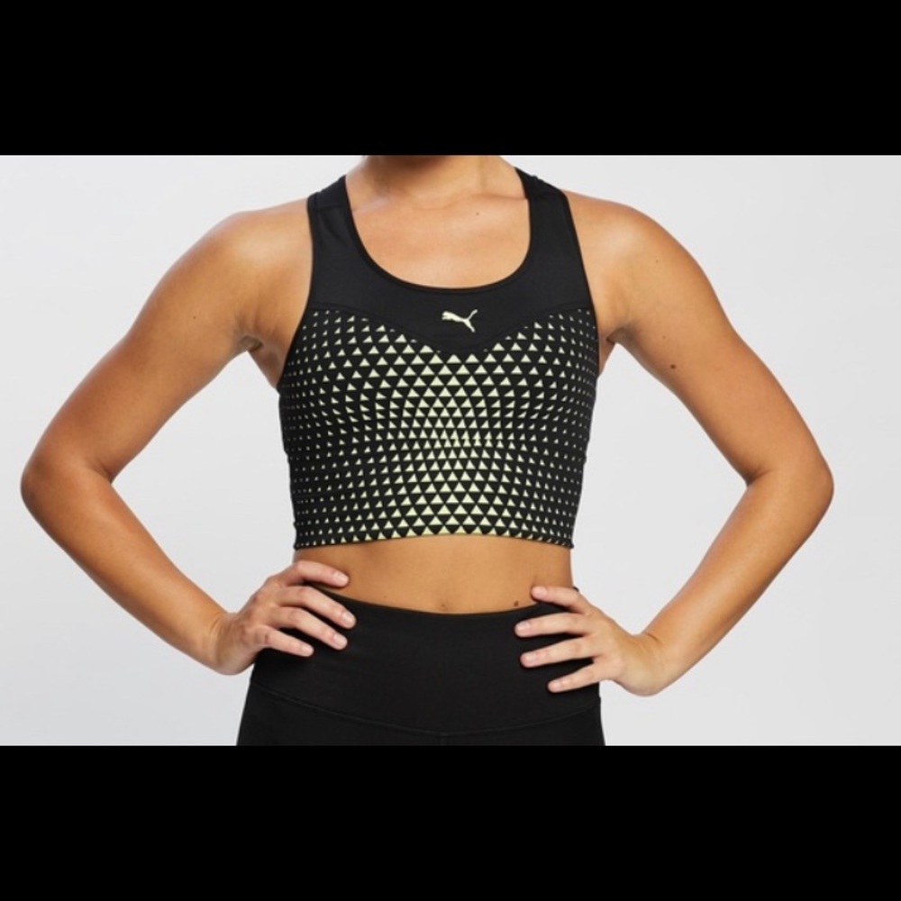 Puma long line bra crop fluro/ black XS - Picture 2 of 6